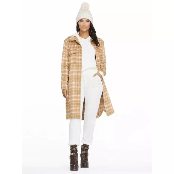 Jessica Simpson NWT Romi long plaid flannel button up sz Medium 20” p2p - Picture 1 of 10